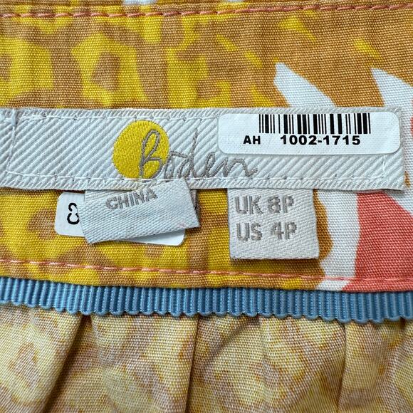 Women's Boden Tiered Pink‎ and Yellow Pineapple Tropical Midi Skirt Size 4P - Picture 3 of 7